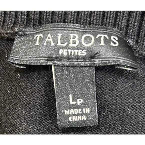 Talbots Black Cap Sleeve Gold Button Detail Sweater Large Petite - Picture 6 of 7